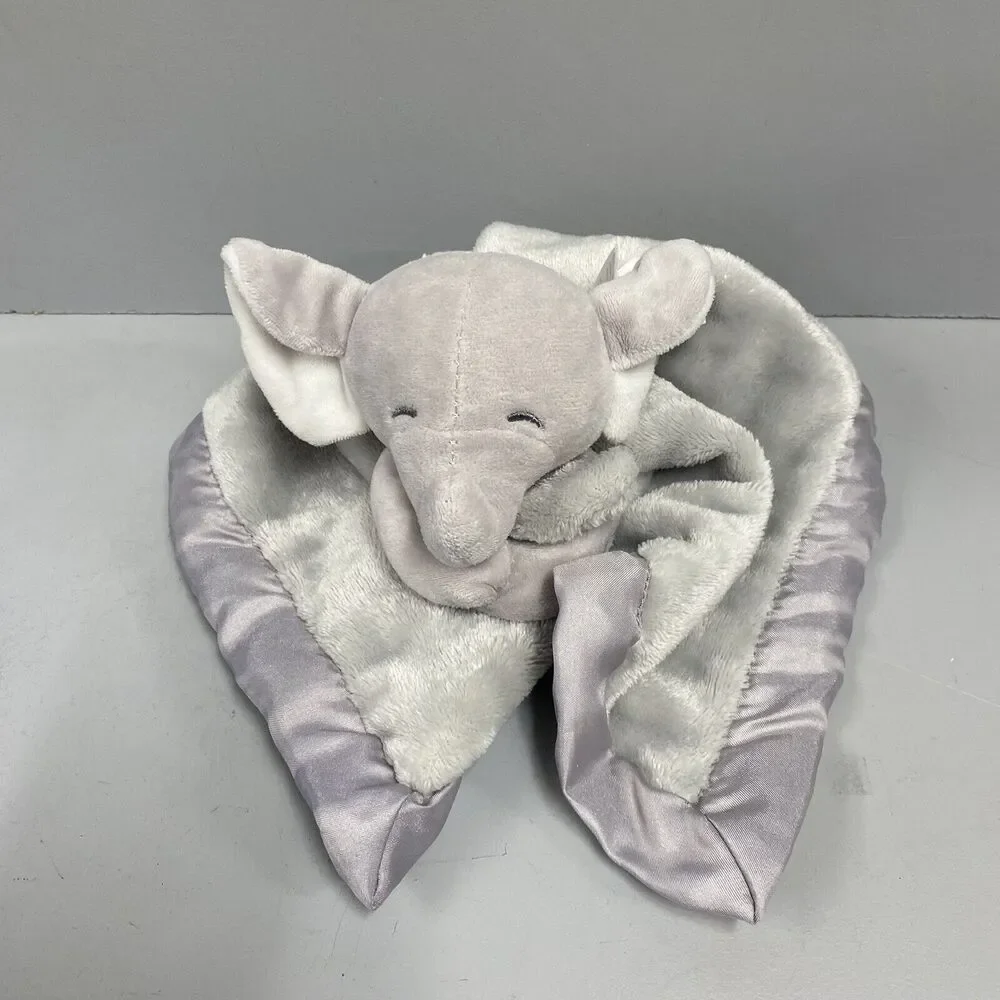 Carter's 2016 Gray Elephant Lovey Security Blanket Satin Trim 15X15 Lovie Binkie